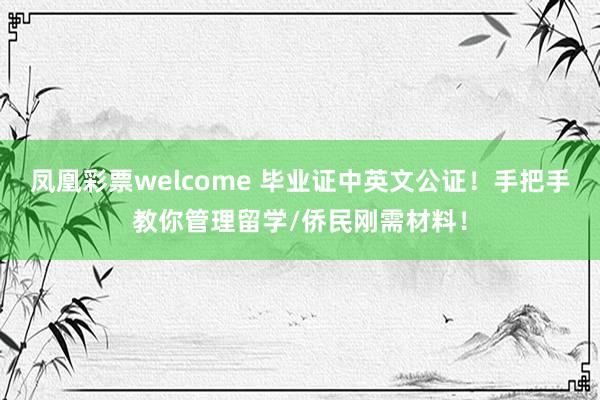 凤凰彩票welcome 毕业证中英文公证！手把手教你管理留学/侨民刚需材料！