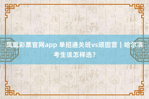 凤凰彩票官网app 单招通关班vs顽固营｜哈尔滨考生该怎样选？