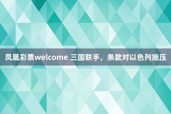 凤凰彩票welcome 三国联手，条款对以色列施压