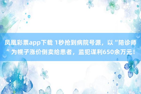 凤凰彩票app下载 1秒抢到病院号源，以“陪诊师”为幌子涨价倒卖给患者，监犯谋利650余万元！