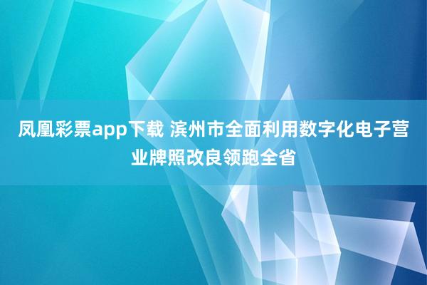 凤凰彩票app下载 滨州市全面利用数字化电子营业牌照改良领跑全省