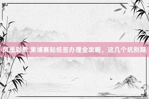 凤凰彩票 柬埔寨贴纸签办理全攻略，这几个坑别踩