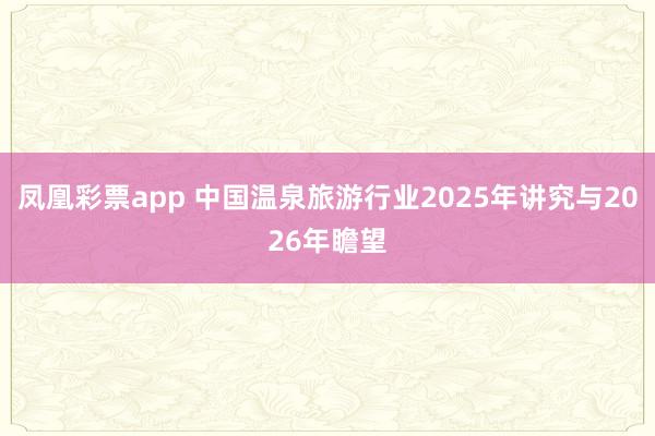 凤凰彩票app 中国温泉旅游行业2025年讲究与2026年瞻望