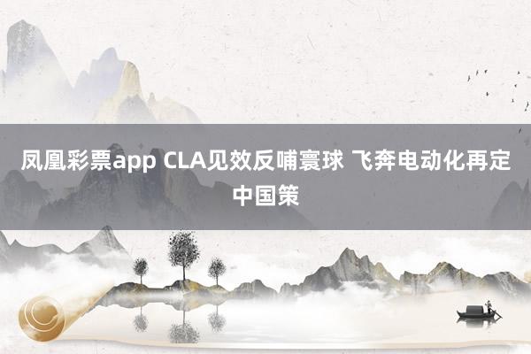 凤凰彩票app CLA见效反哺寰球 飞奔电动化再定中国策