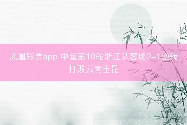 凤凰彩票app 中超第10轮浙江队客场2-1逆转打败云南玉昆